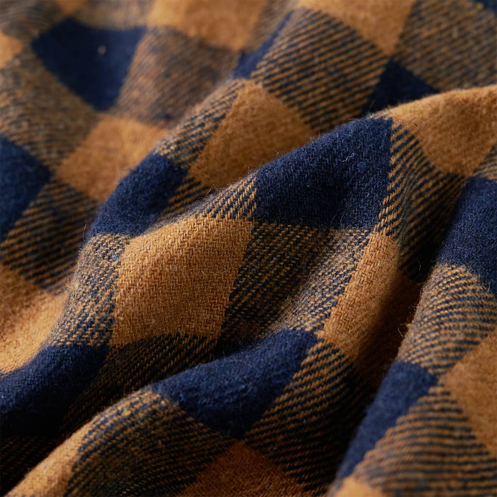 Kinderhemd Karomuster Cognac und Blau 116