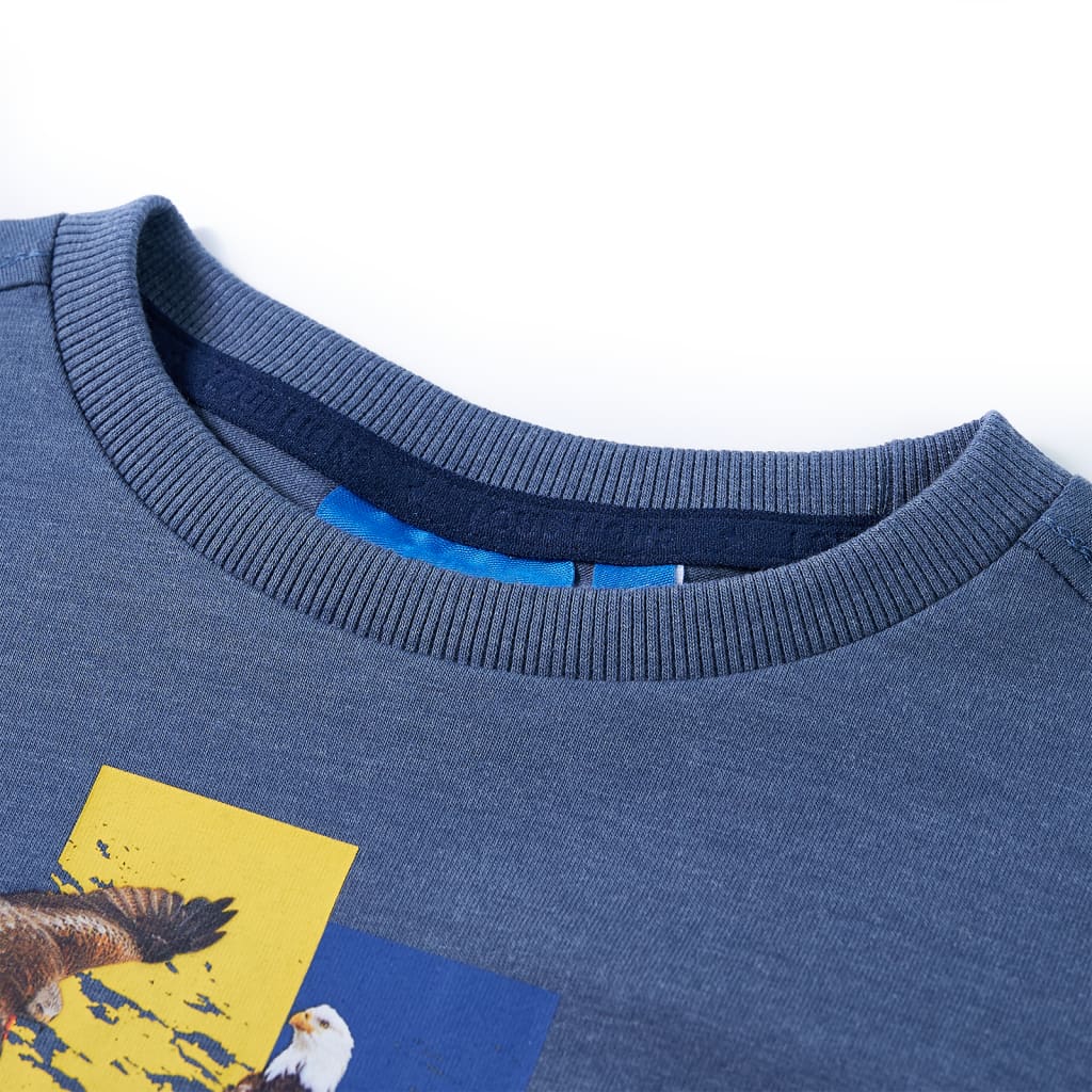 Kinder-Langarmshirt Blau Melange 92