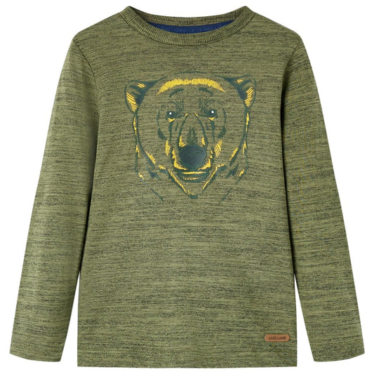 Kinder-Langarmshirt Khaki Melange 104