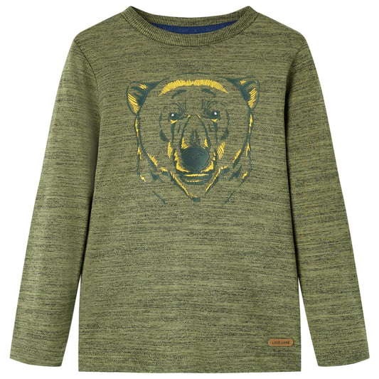 Kinder-Langarmshirt Khaki Melange 128
