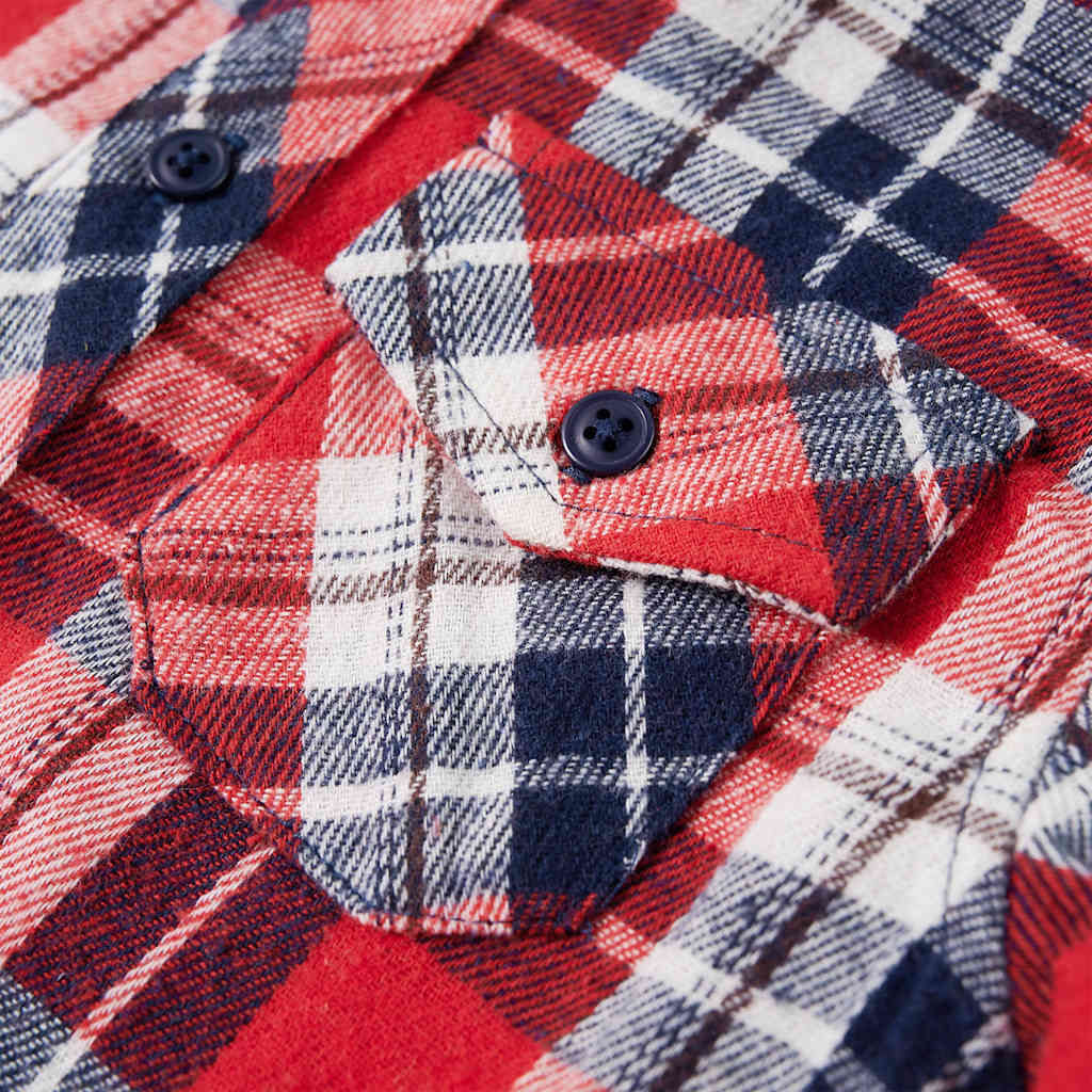 Kinderhemd Karomuster Rot und Marineblau 116