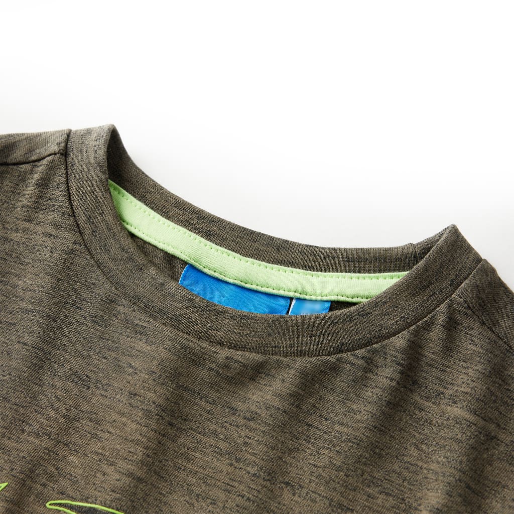 Kinder-Langarmshirt Dunkles Khaki Melange 92
