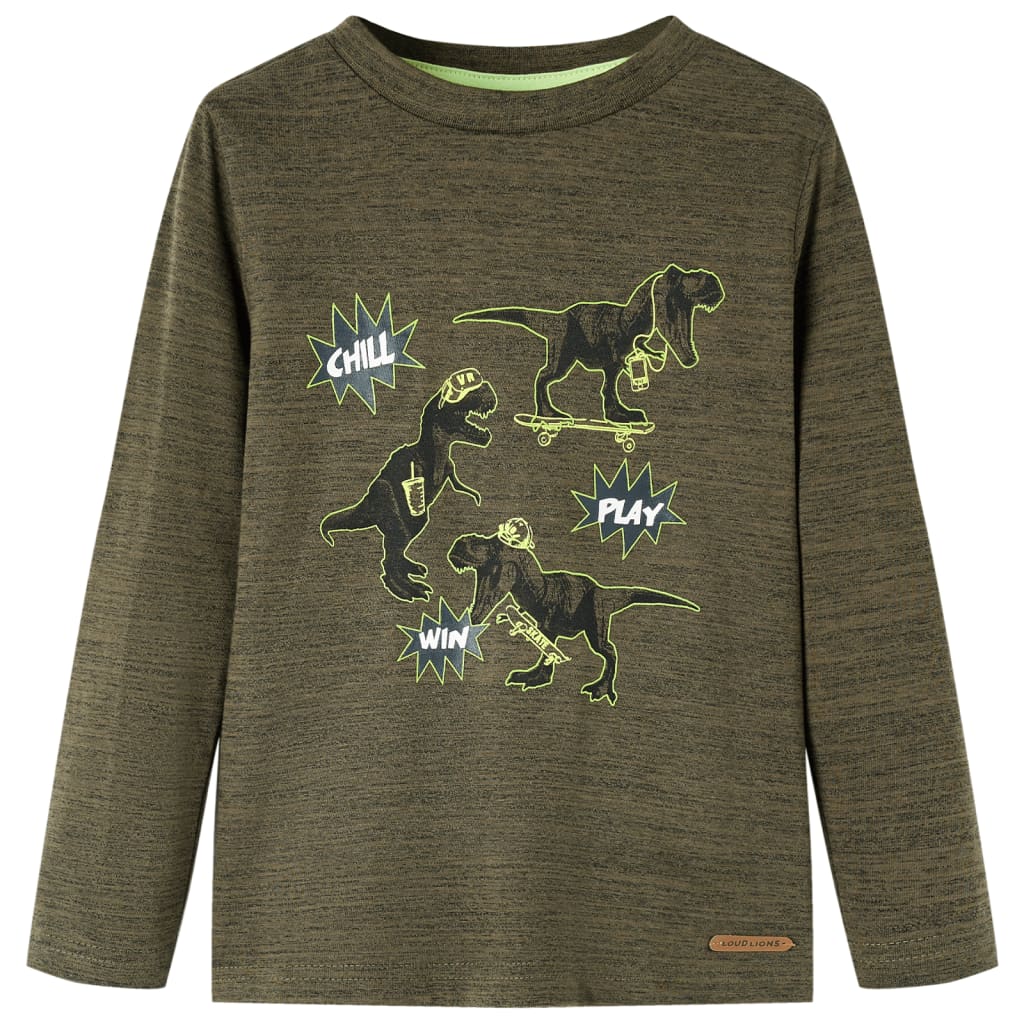 Kinder-Langarmshirt Dunkles Khaki Melange 128