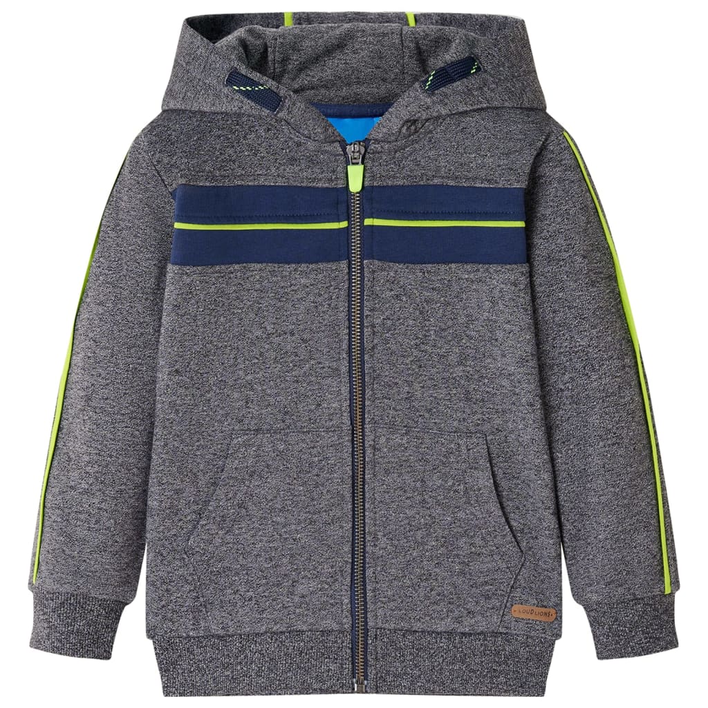 Kinder-Kapuzenpullover mit Reißverschluss Grau Melange 104