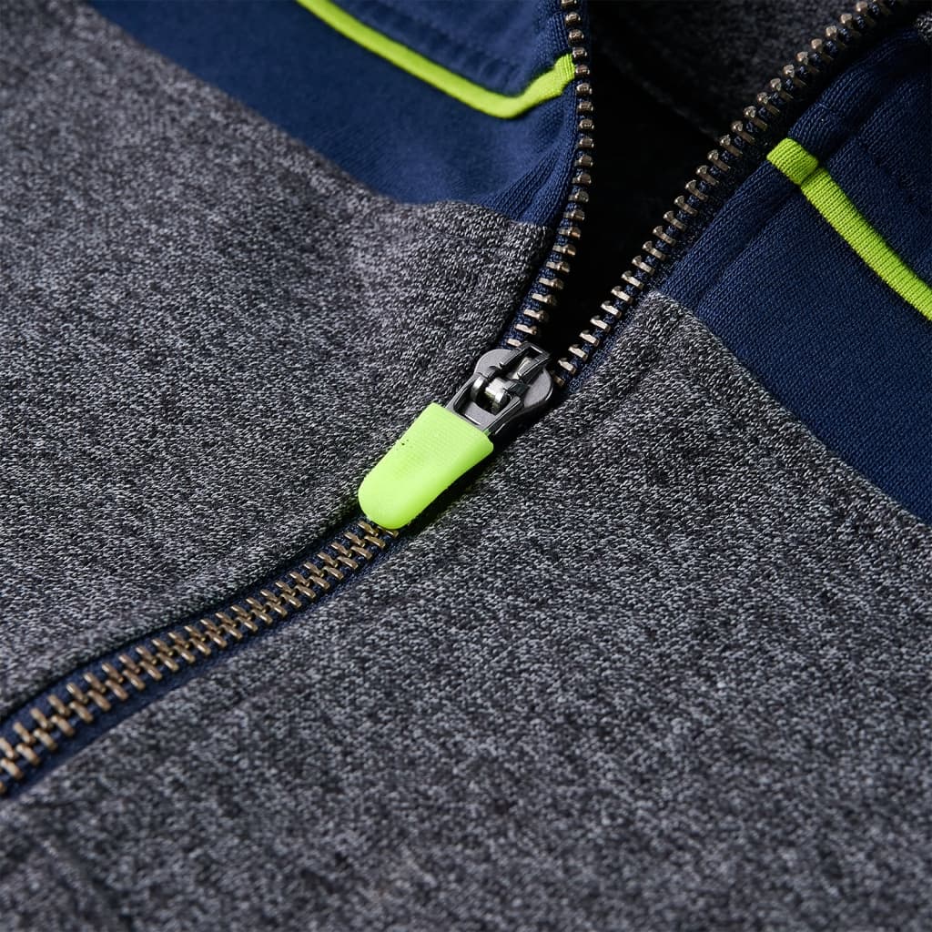 Kinder-Kapuzenpullover mit Reißverschluss Grau Melange 104