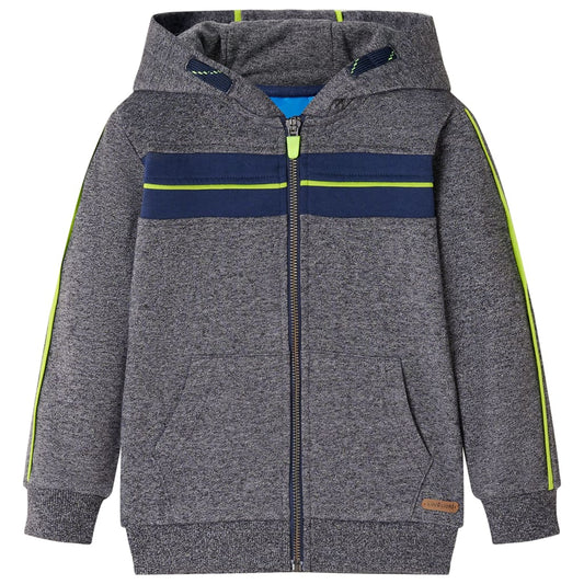Kinder-Kapuzenpullover mit Reißverschluss Grau Melange 140