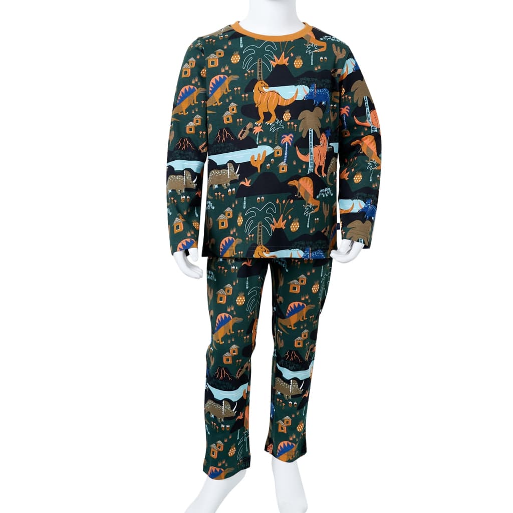 Kinderpyjama mit Langen Ärmeln Dunkelgrün 104