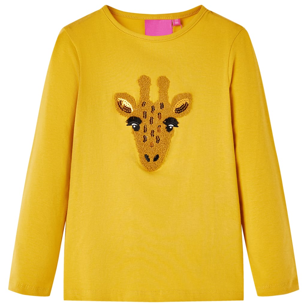 Kinder-Langarmshirt Dunkles Ocker 128