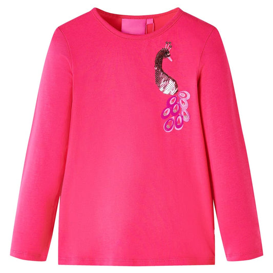 Kinder-Langarmshirt Knallrosa 128