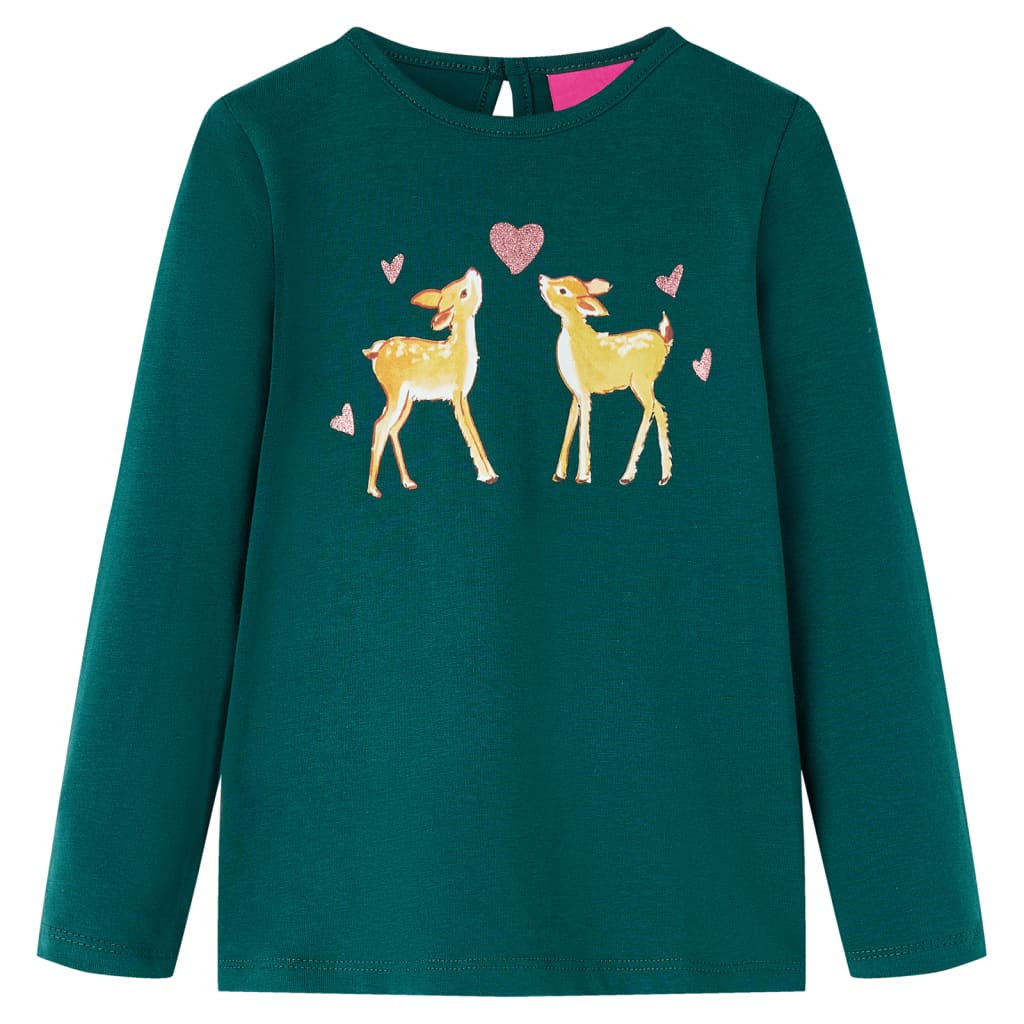Kinder-Langarmshirt Dunkelgrün 140