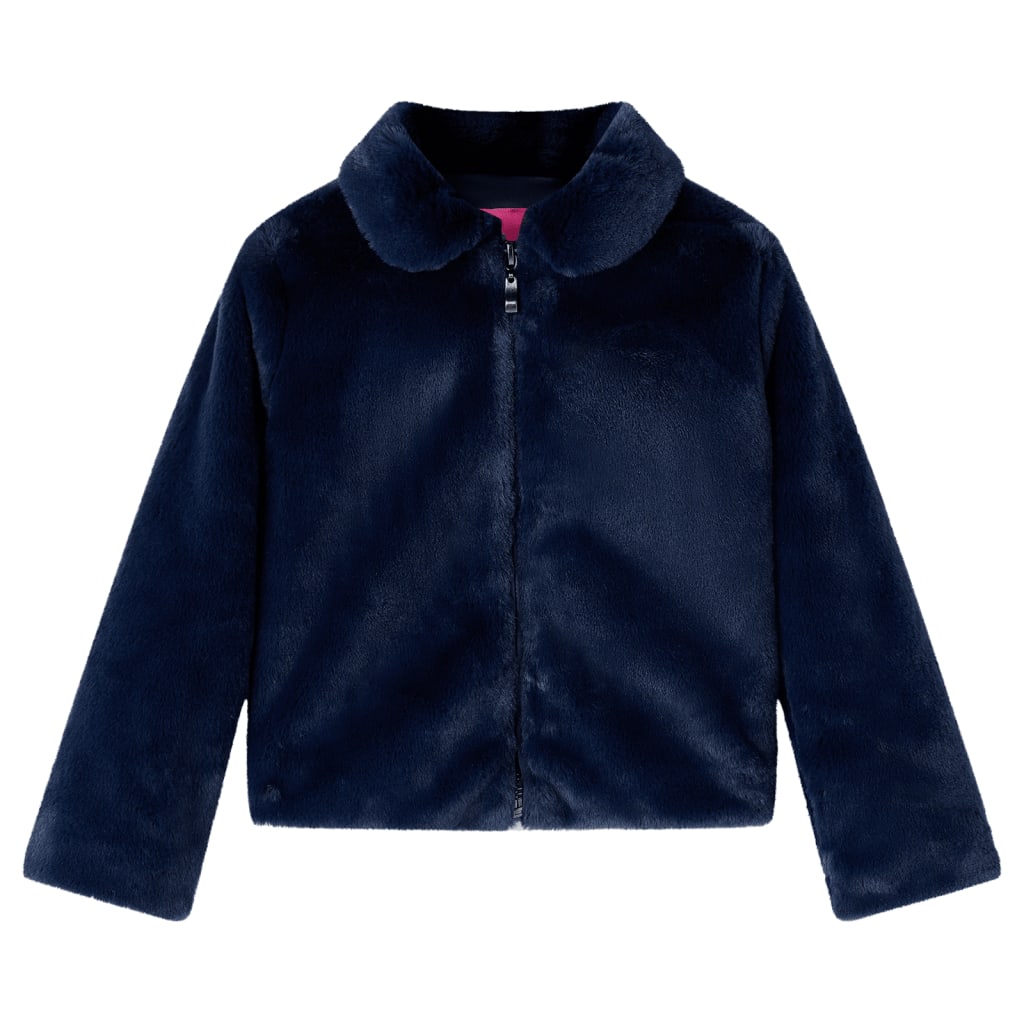 Kindermantel Kunstpelz Marineblau 140