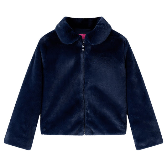 Kindermantel Kunstpelz Marineblau 140