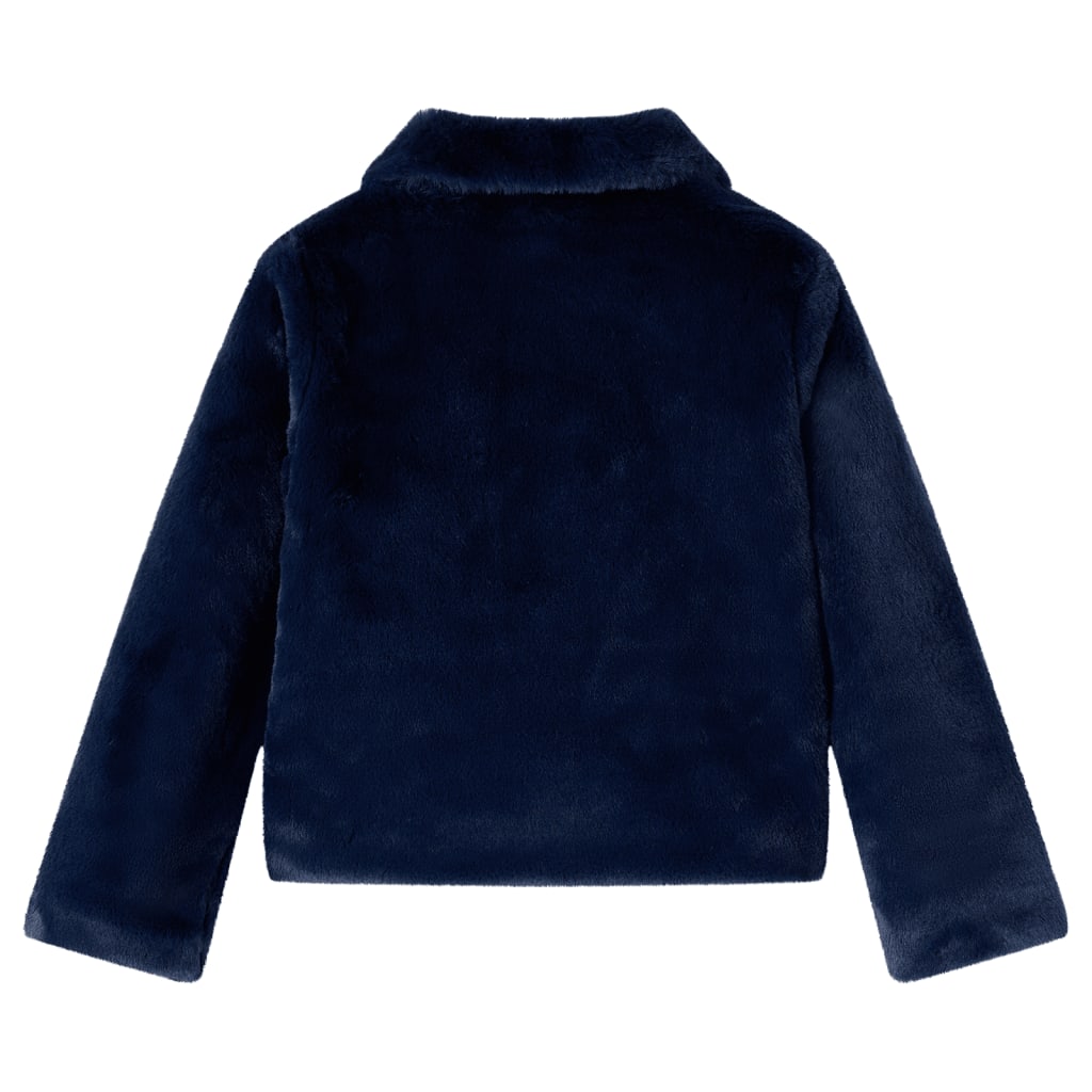 Kindermantel Kunstpelz Marineblau 140