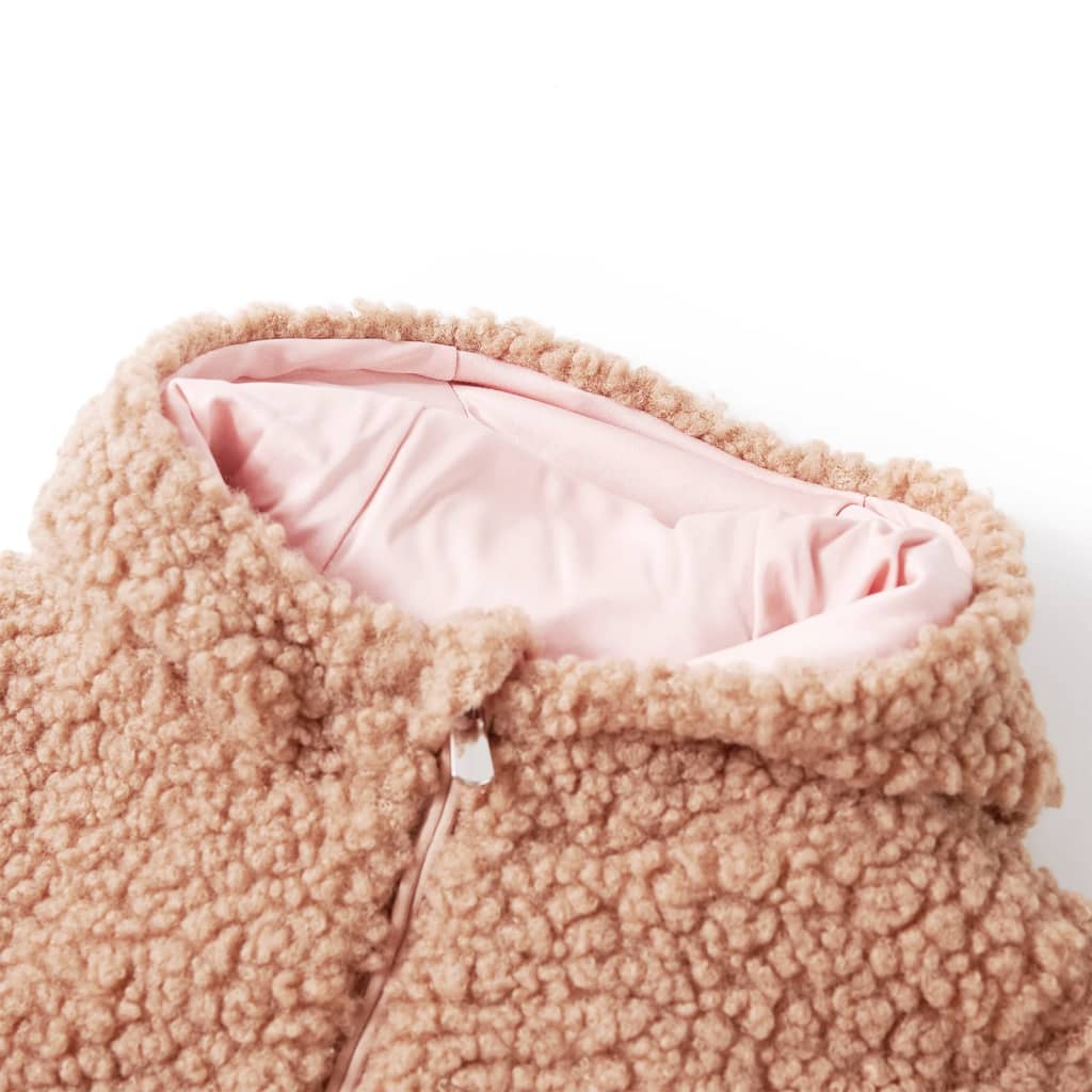 Kinder-Kapuzenjacke Teddy-Kunstpelz Heller Cognac 104