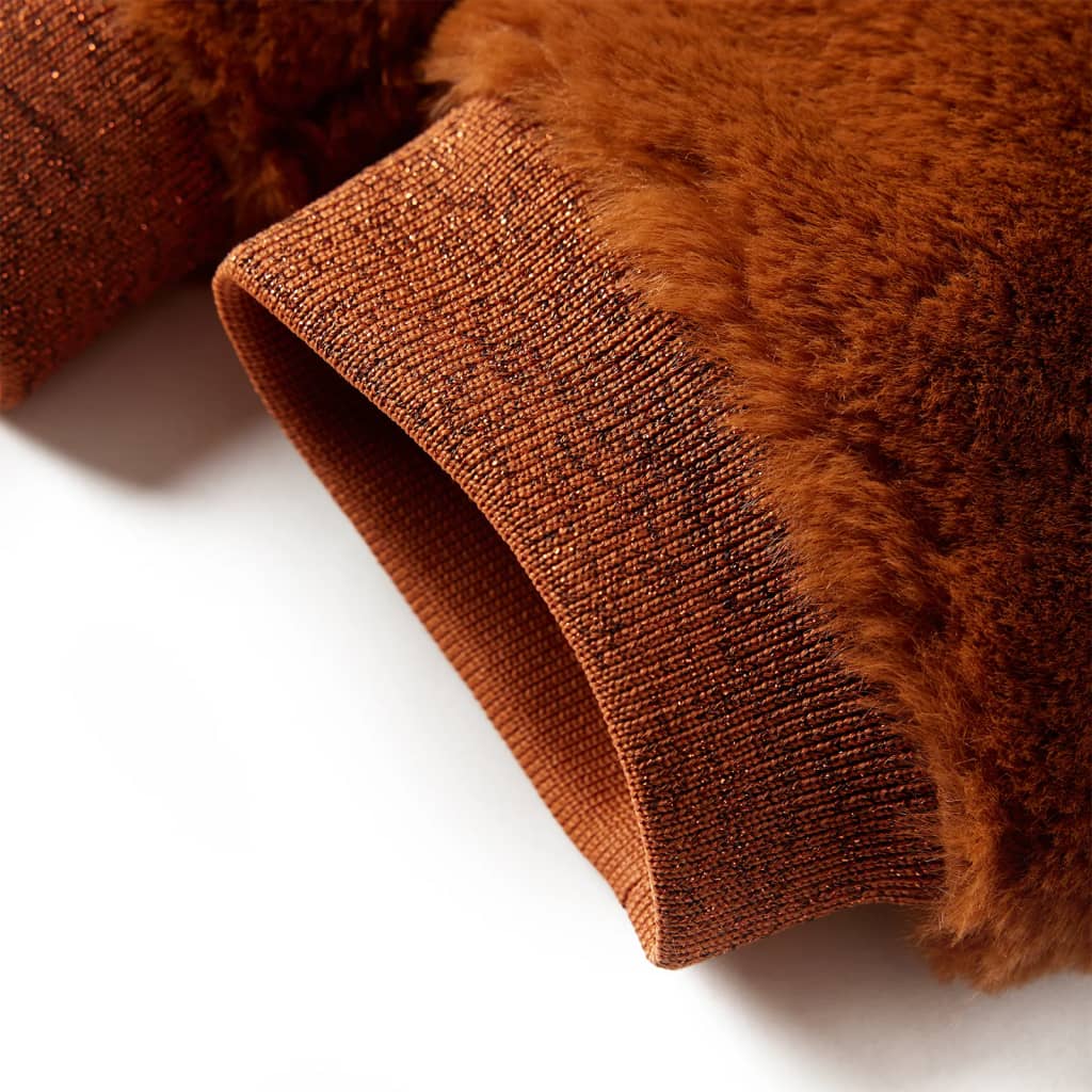 Kinder-Kapuzenjacke Kunstpelz Cognac 140