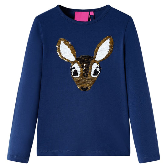 Kinder-Langarmshirt Marineblau 128