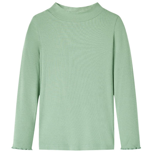 Kinder-Langarmshirt Halbrollkragen Dunkles Minzgrün 116