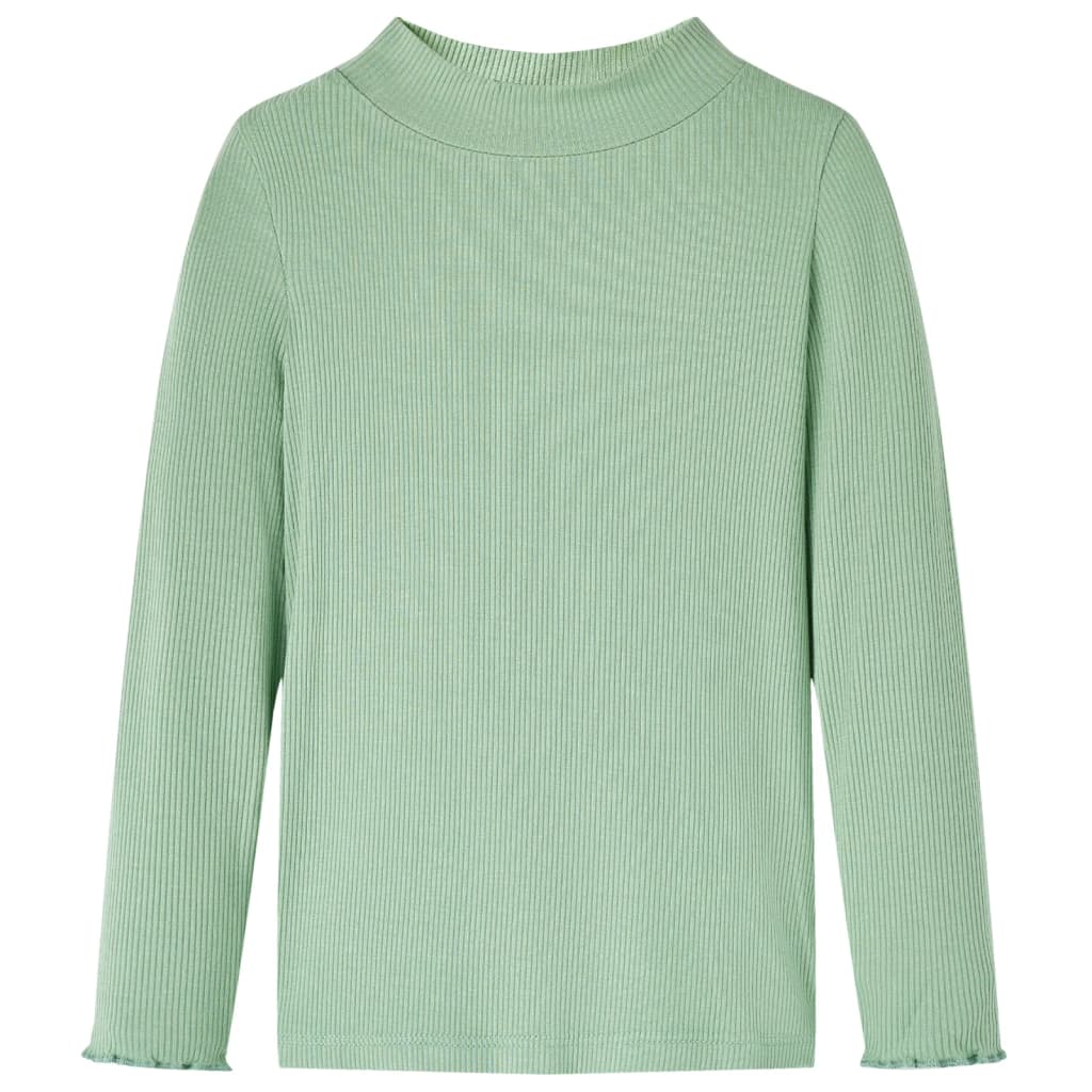 Kinder-Langarmshirt Halbrollkragen Dunkles Minzgrün 140