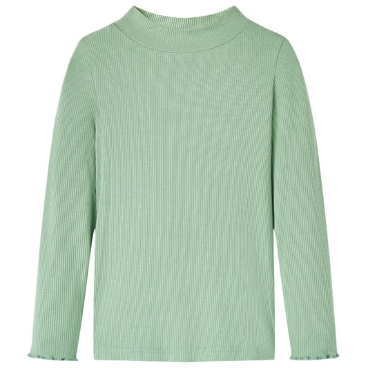 Kinder-Langarmshirt Halbrollkragen Dunkles Minzgrün 140