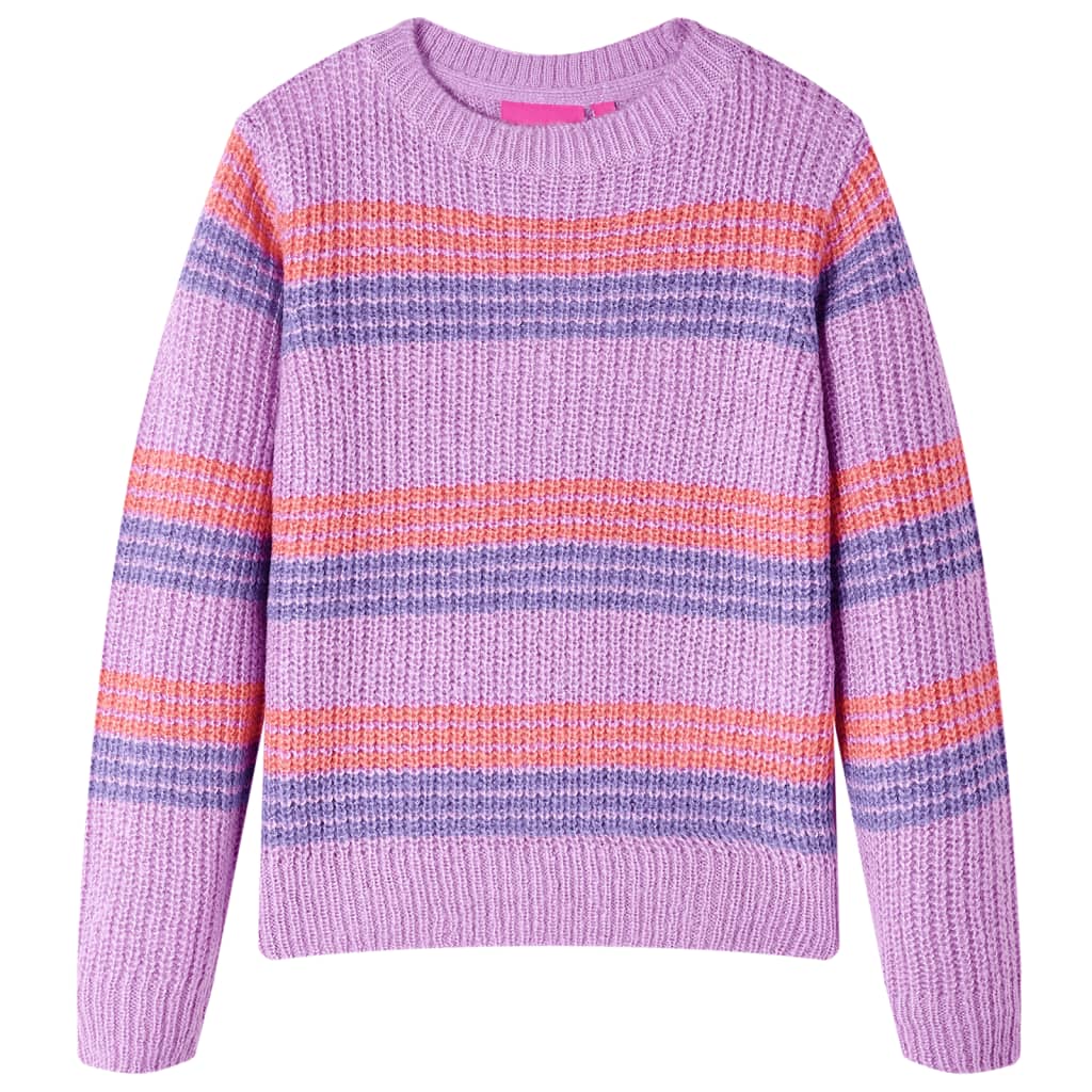 Kinderpullover mit Streifen Gestrickt Lila und Rosa 140