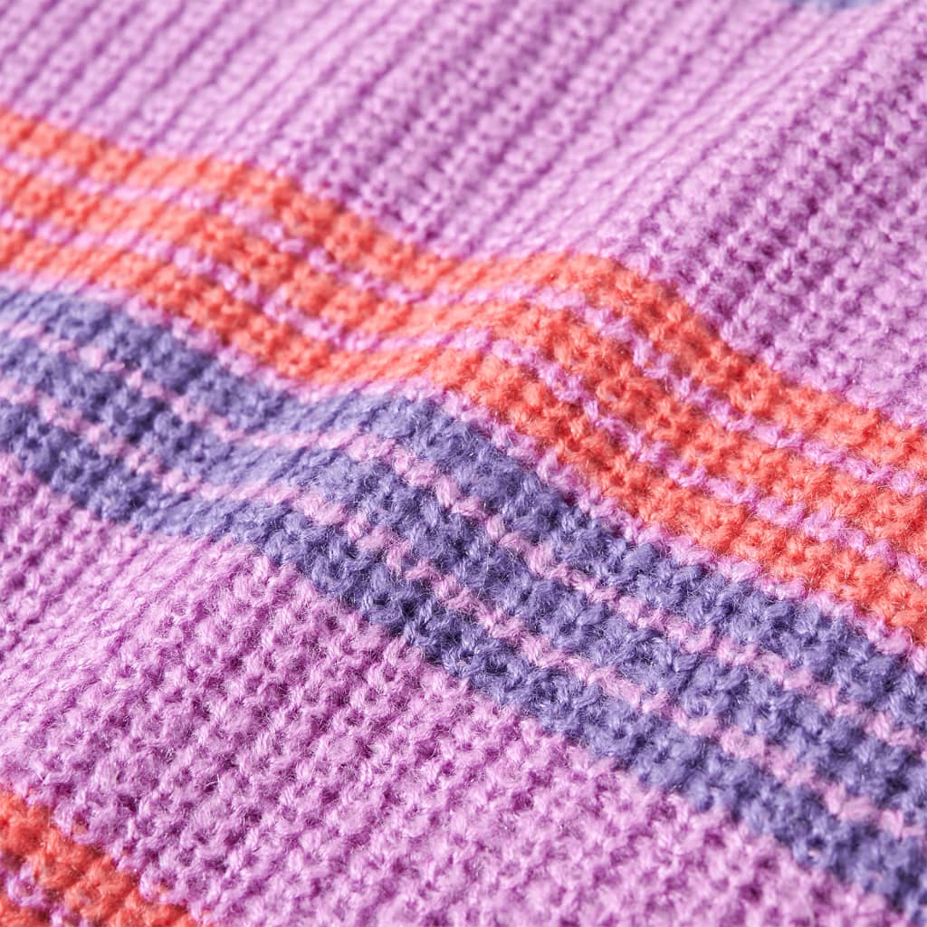 Kinderpullover mit Streifen Gestrickt Lila und Rosa 140