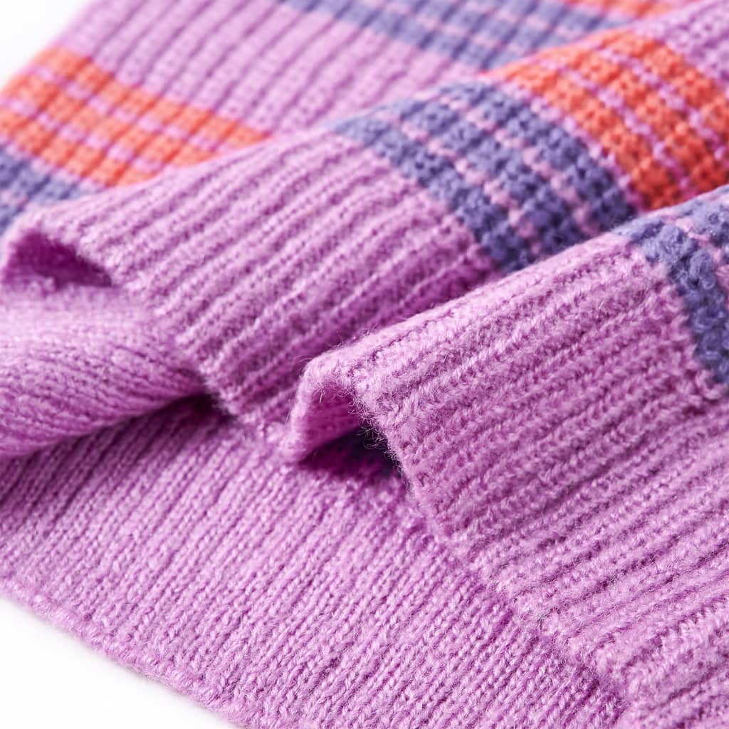 Kinderpullover mit Streifen Gestrickt Lila und Rosa 140