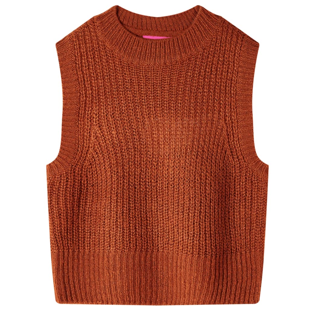 Kinder-Pulloverweste Gestrickt Cognac 104