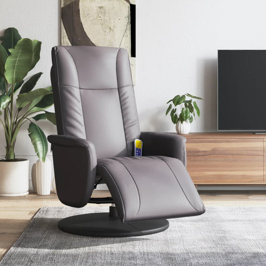 Fauteuil de massage avec repose-pieds simili cuir gris