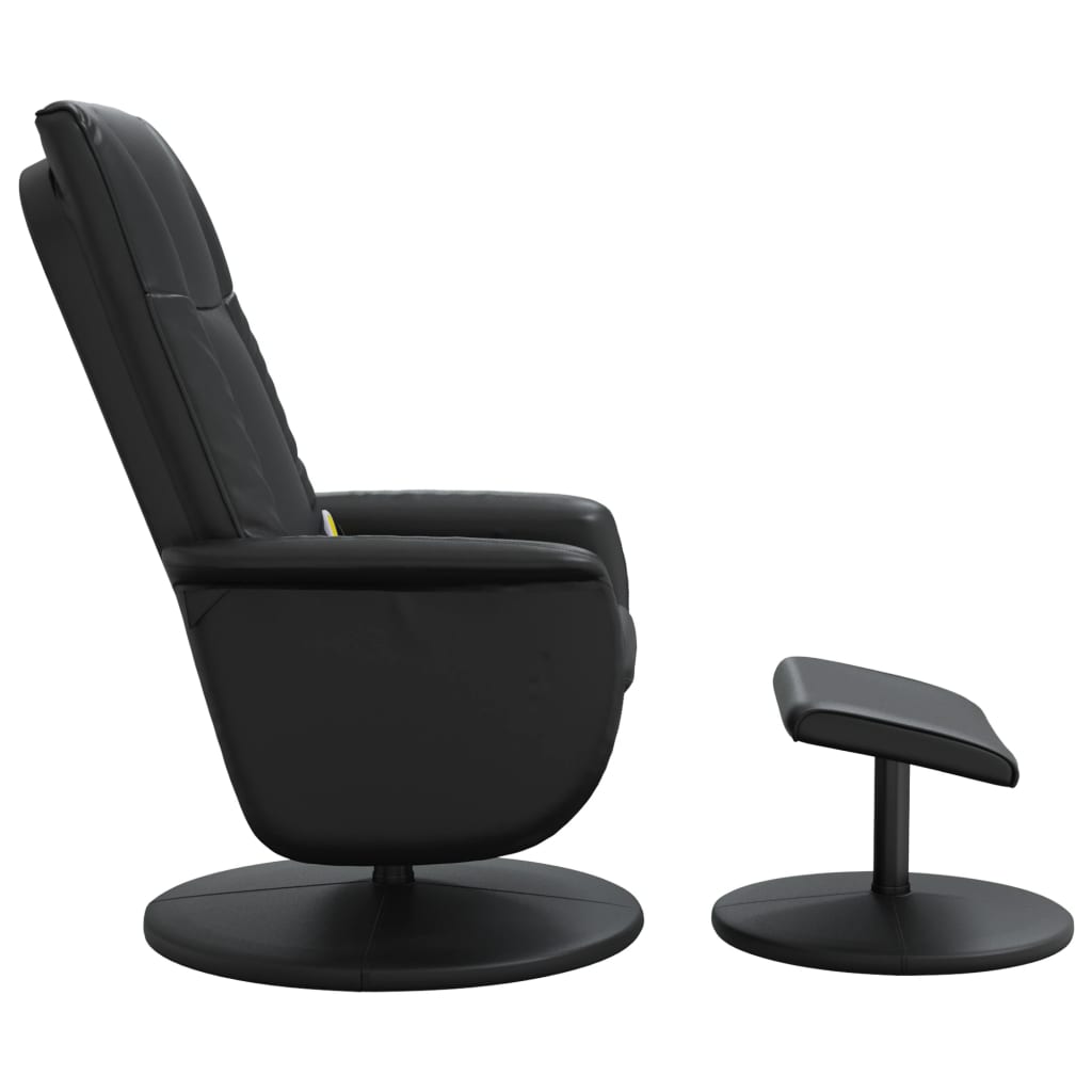 Fauteuil de massage avec repose-pieds simili cuir noir