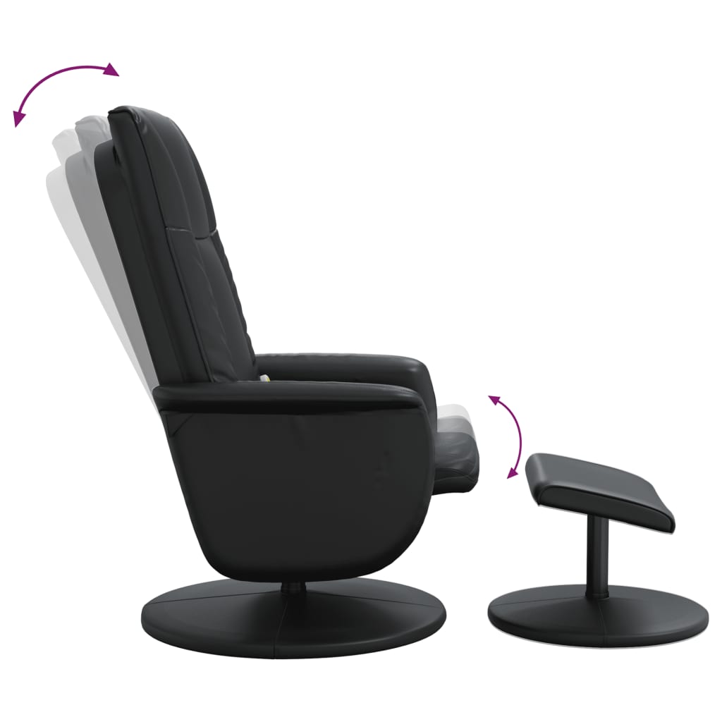 Fauteuil de massage avec repose-pieds simili cuir noir