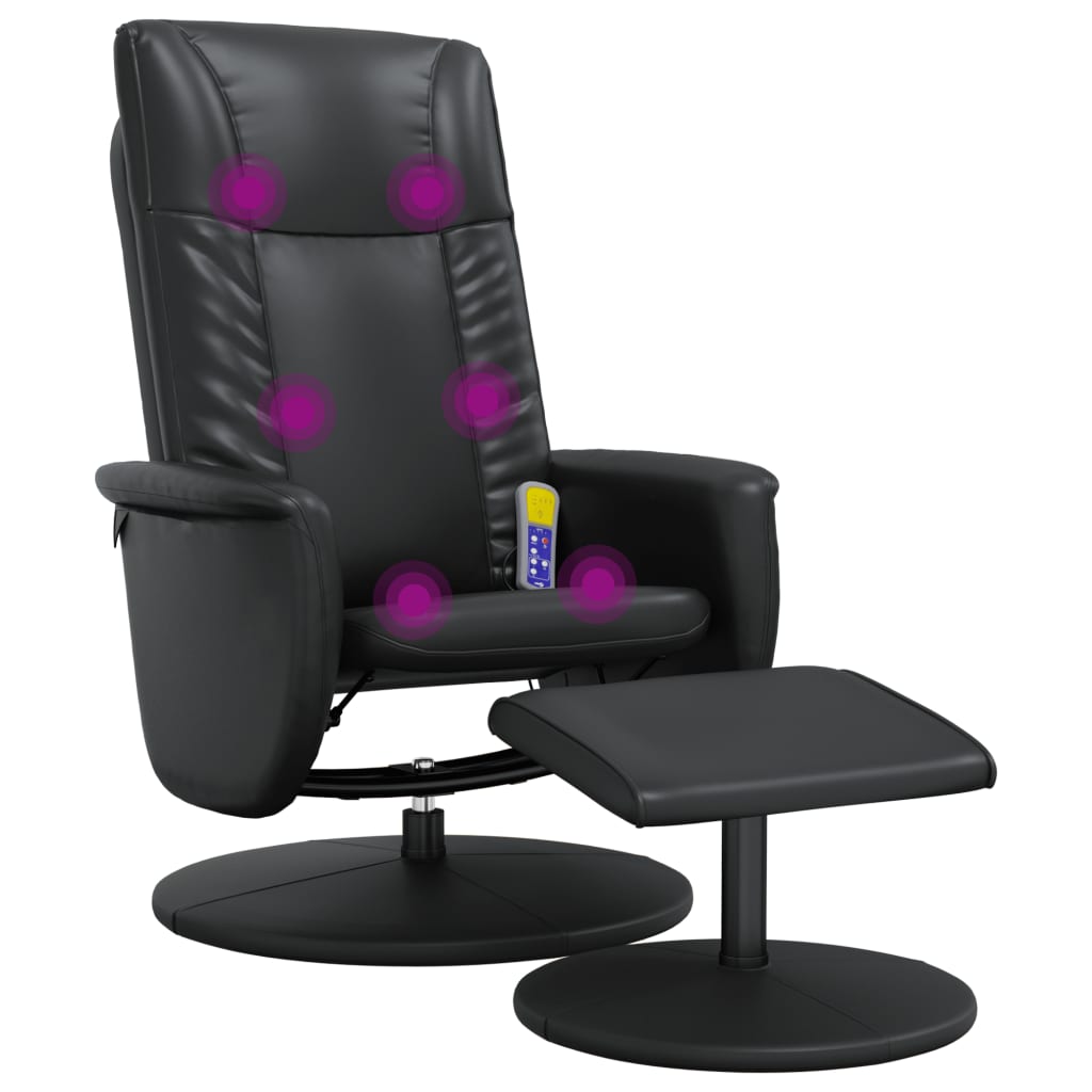 Fauteuil de massage avec repose-pieds simili cuir noir