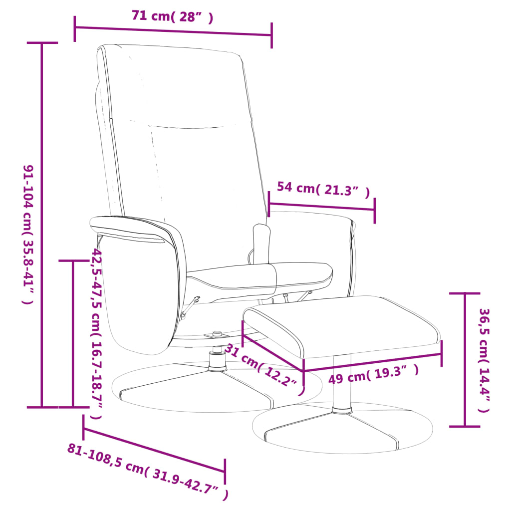 Fauteuil de massage avec repose-pieds simili cuir noir