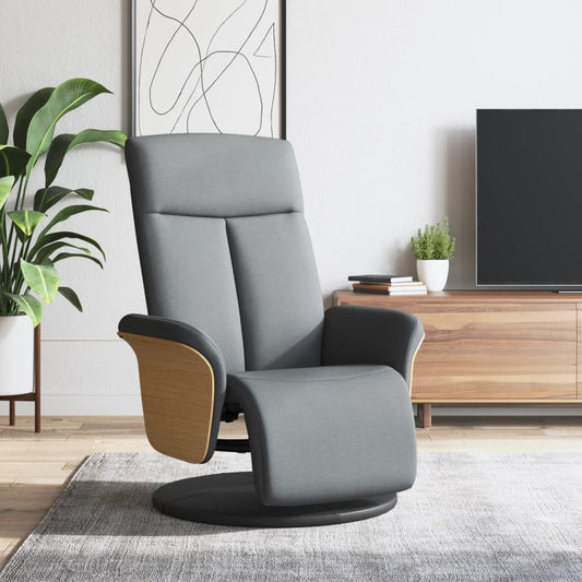 Fauteuil relax avec repose-pieds en tissu gris clair