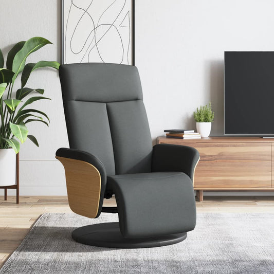Fauteuil de relaxation avec pied de lit en tissu gris foncé
