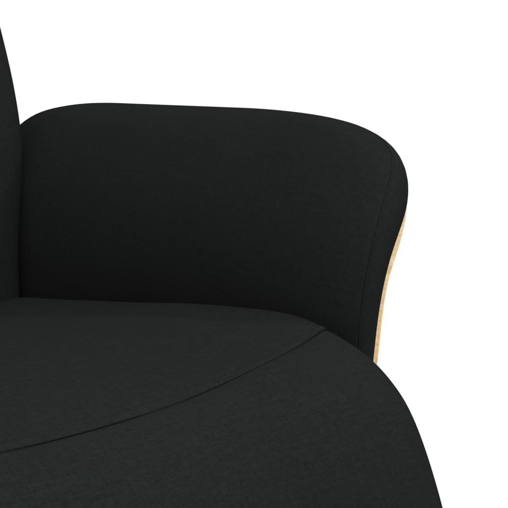 Fauteuil relax avec repose-pieds en tissu noir