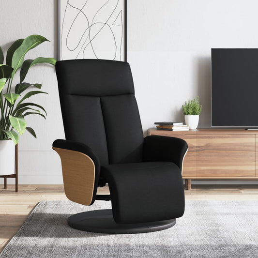 Fauteuil relax avec repose-pieds en tissu noir