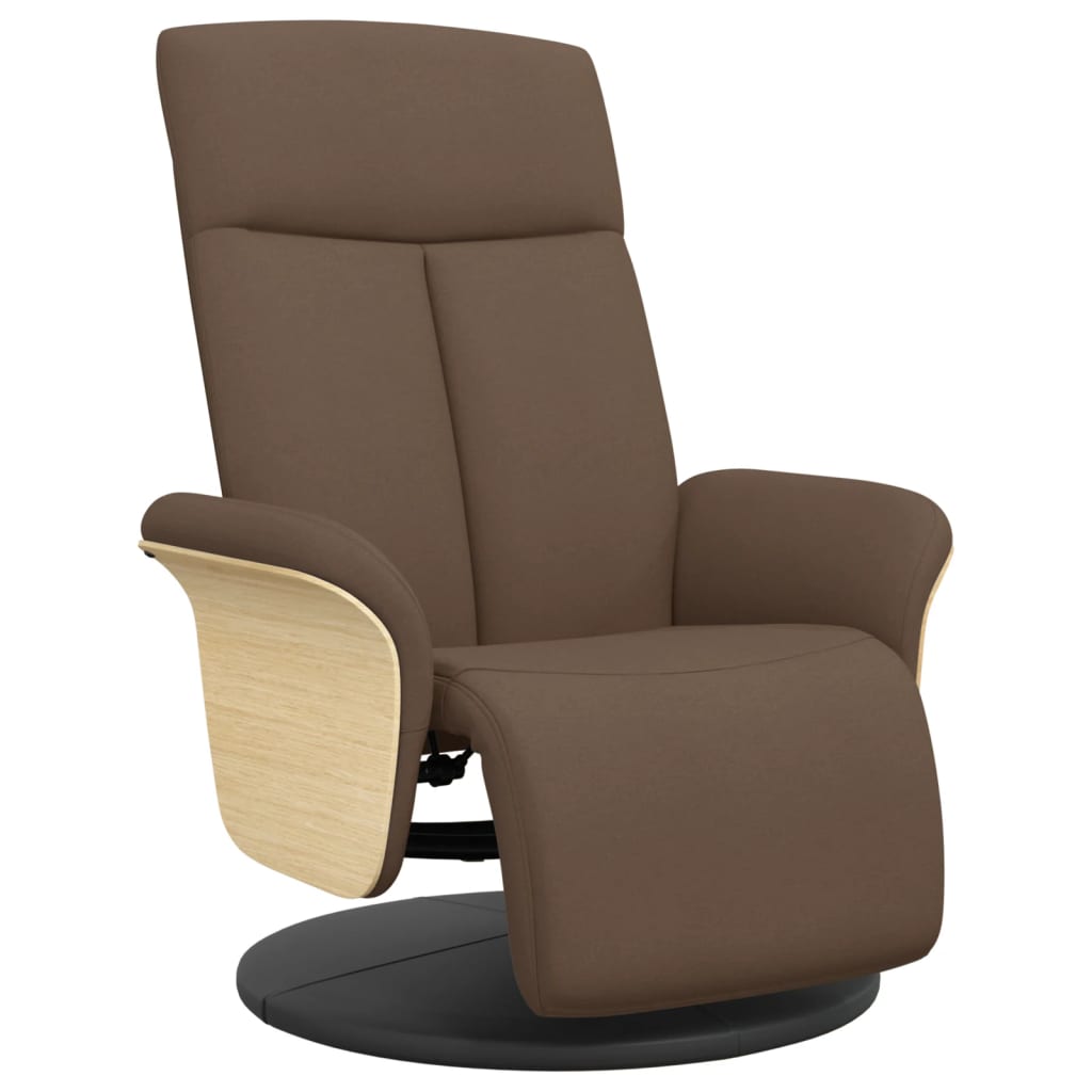 Fauteuil relax avec repose-pieds en tissu marron