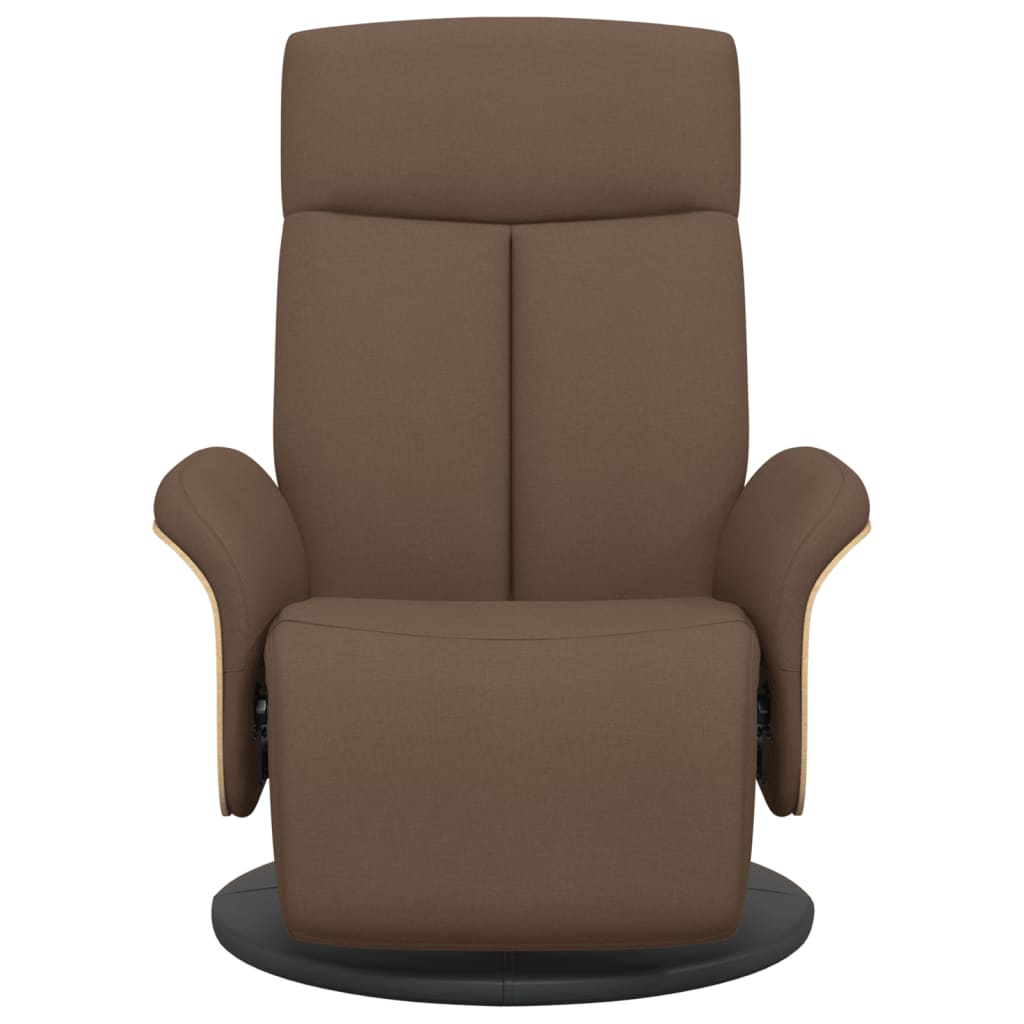 Fauteuil relax avec repose-pieds en tissu marron
