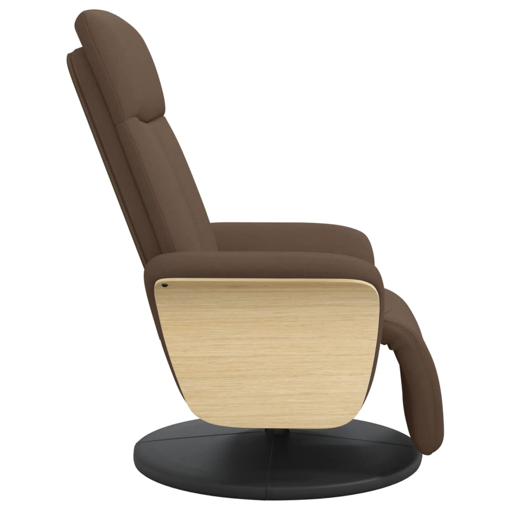 Fauteuil relax avec repose-pieds en tissu marron