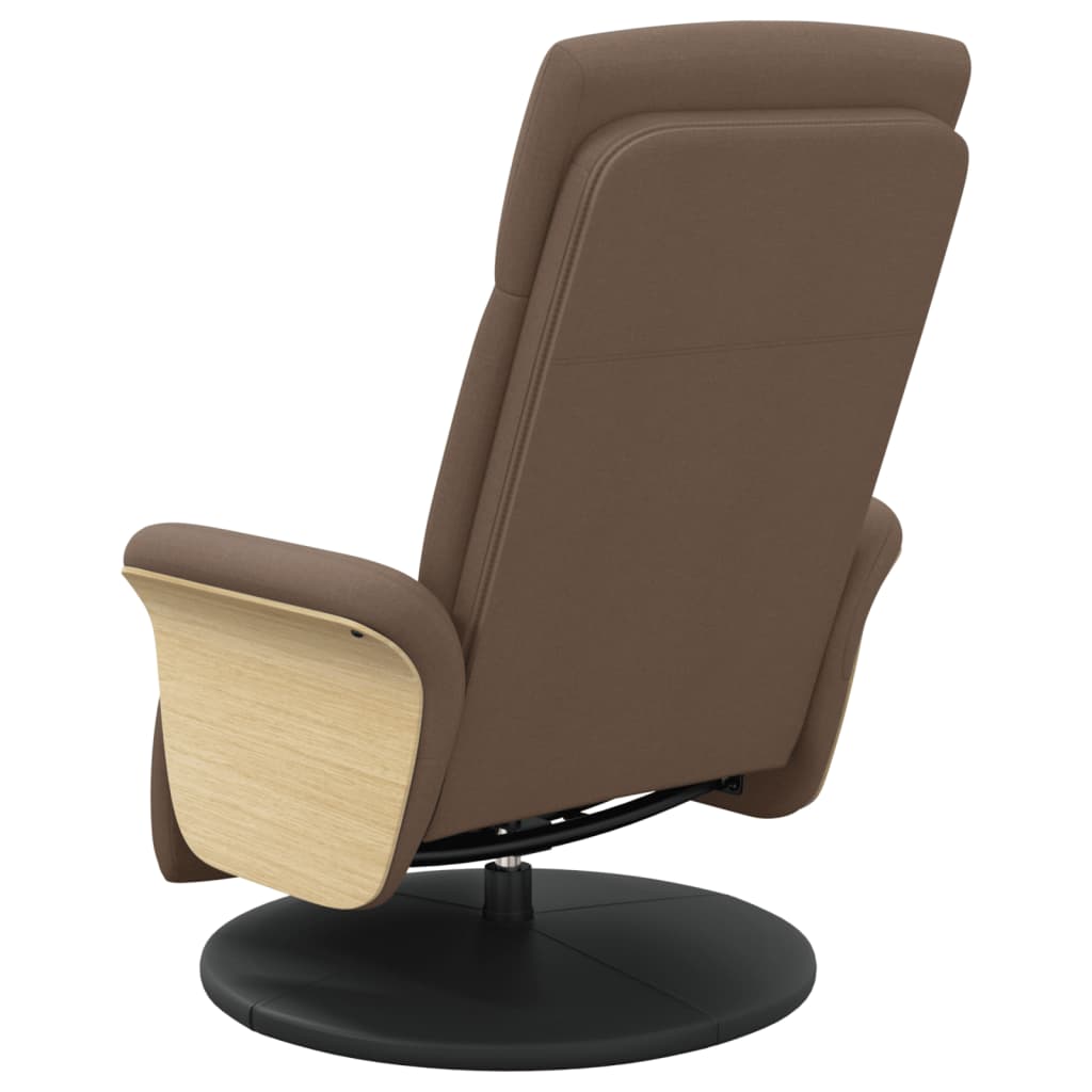 Fauteuil relax avec repose-pieds en tissu marron
