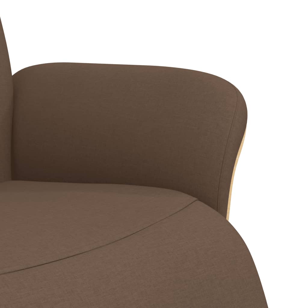 Fauteuil relax avec repose-pieds en tissu marron