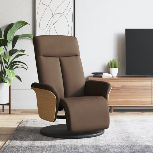 Fauteuil relax avec repose-pieds en tissu marron
