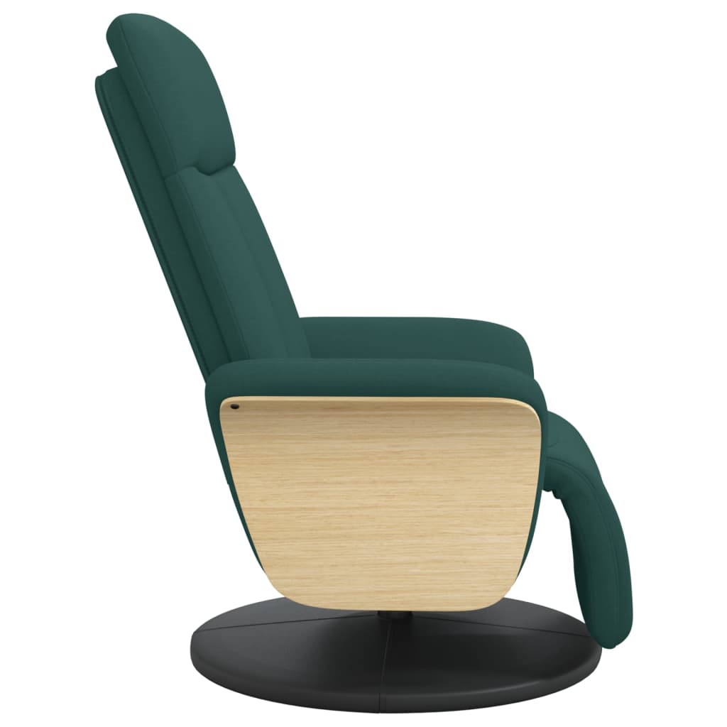 Fauteuil relax avec repose-pieds en tissu vert foncé