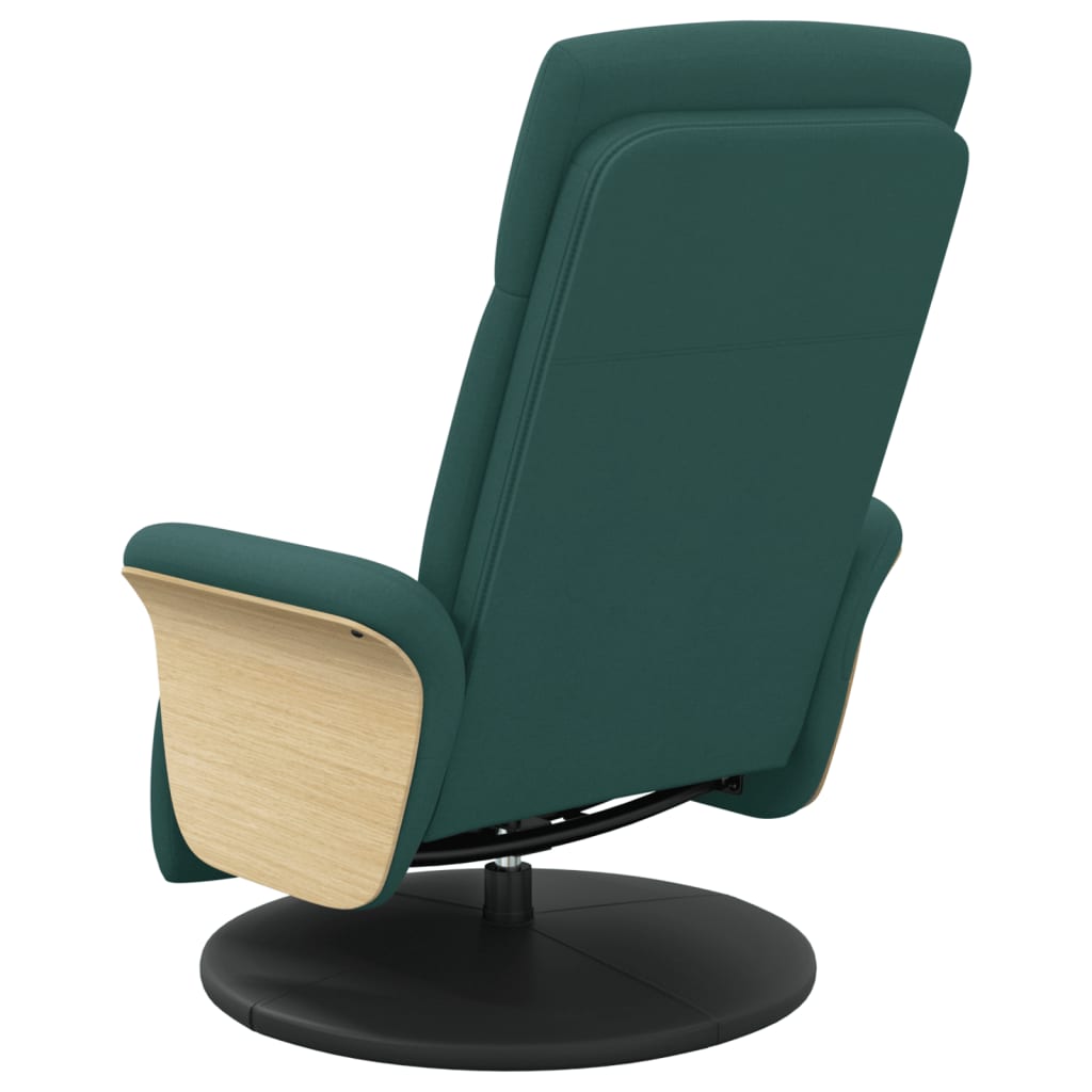 Fauteuil relax avec repose-pieds en tissu vert foncé
