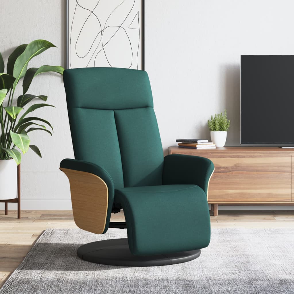 Fauteuil relax avec repose-pieds en tissu vert foncé