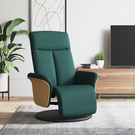Fauteuil relax avec repose-pieds en tissu vert foncé