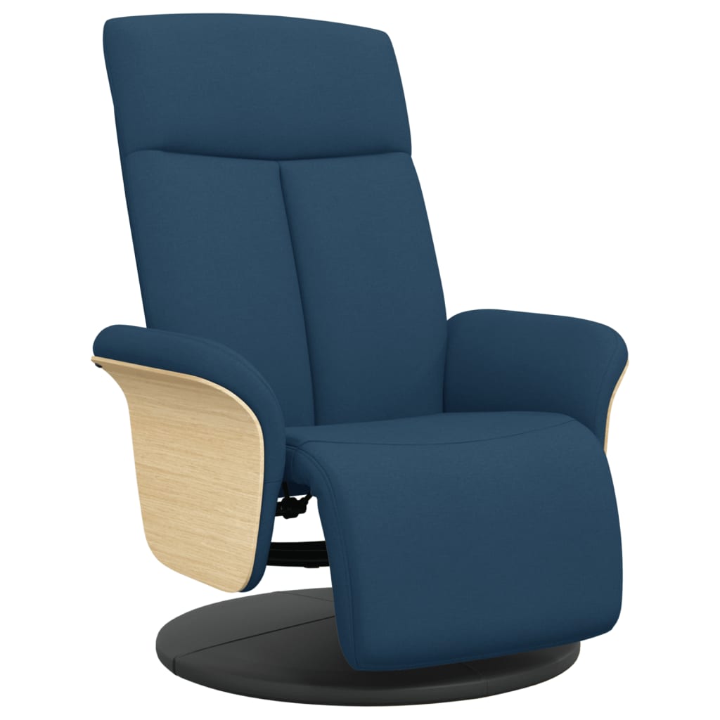 Fauteuil relax avec repose-pieds en tissu bleu
