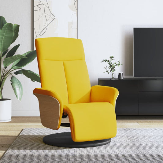 Fauteuil relax avec repose-pieds en tissu jaune clair