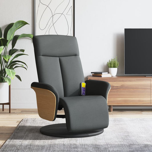 Fauteuil de massage avec repose-pieds tissu gris foncé