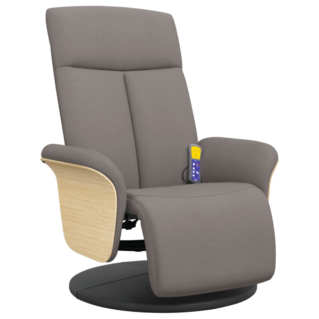 Fauteuil de massage avec repose-pieds en tissu taupe
